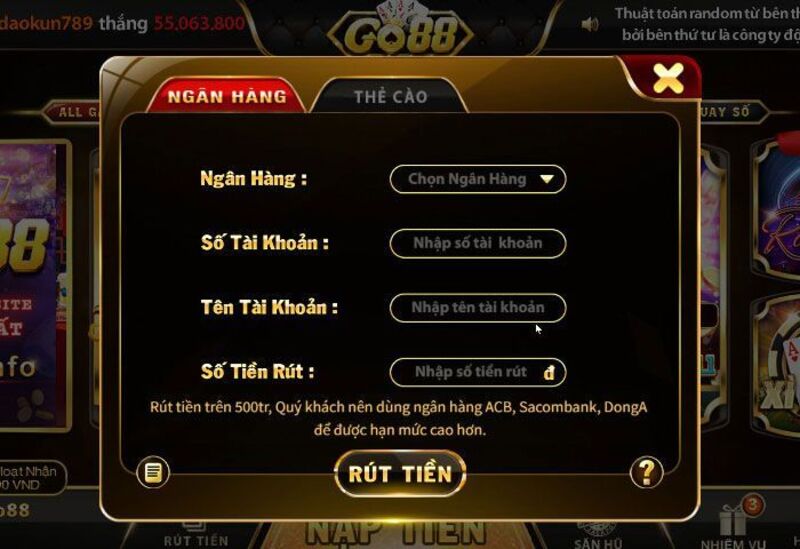 Quy định của Go88 đối với những bet thủ rút tiền thưởng